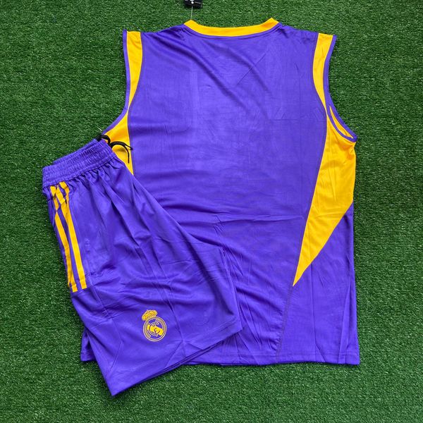 Conjunto Treino Regata + Short Real Madrid 23/24 Roxo/amarelo