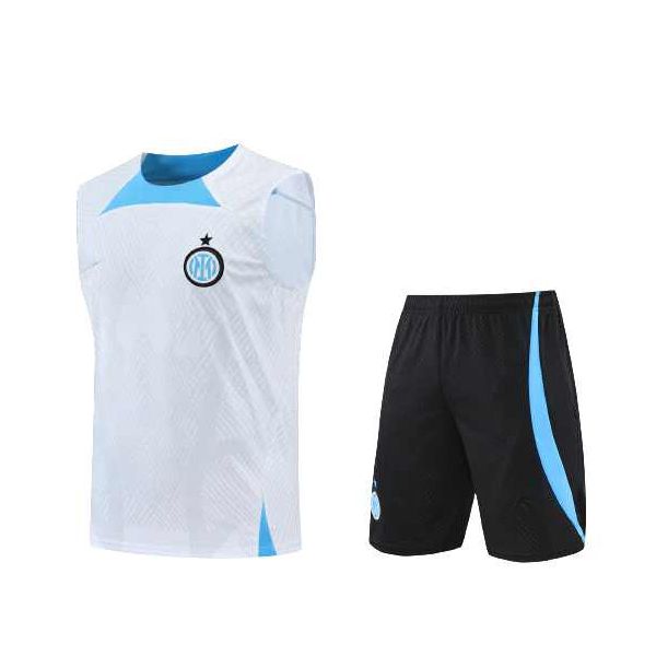 CONJUNTO TREINO REGATA + SHORT INTER DE MILÃO 2023/24 - AZUL E BRANCO