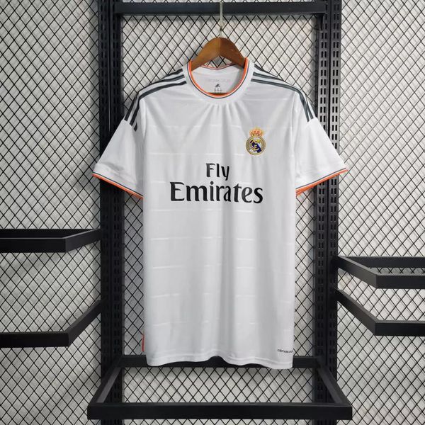 Camisa Retrô Real Madrid 13/14 Home - Branco/Cinza/Laranja - Torcedor Masculina