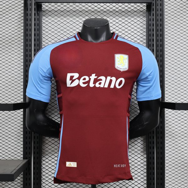 Camisa Aston Villa Home I 24/25 - Jogador Masculina - Vermelha/Azul