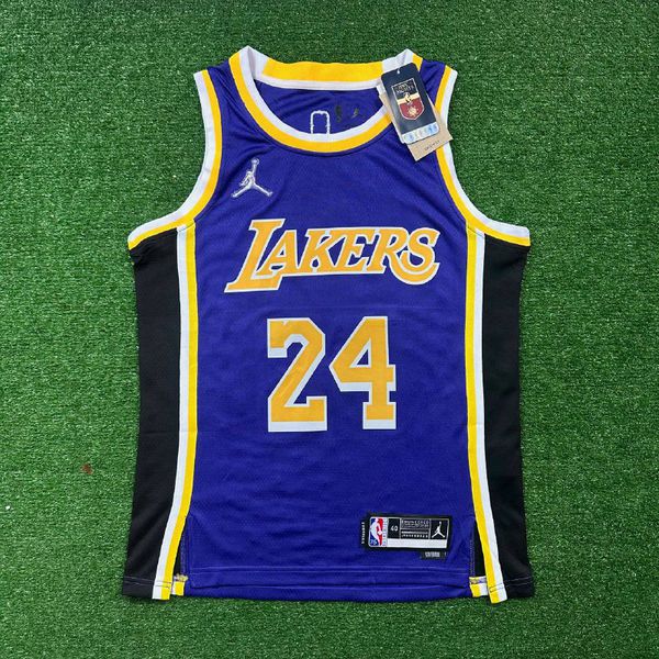 NBA Los Angeles Lakers Gola Redonda Nº 24 Bryant 75 ANOS (roxo Com N° Amarelo) Preto Na Lateral
