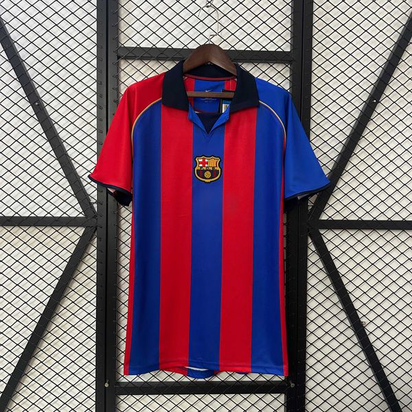 Camisa Retrô Barcelona Home I 01/02 - Azul/Vermelha - Masculina