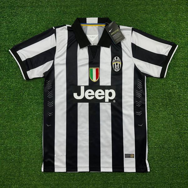 Camisa Retrô Juventus Home I 14/15 - Listrada Preta/Branca - Pogba #6 - Torcedor Masculina