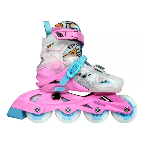 Patins Infantil Starlight Rosa Com Rodas De Led Abec 9