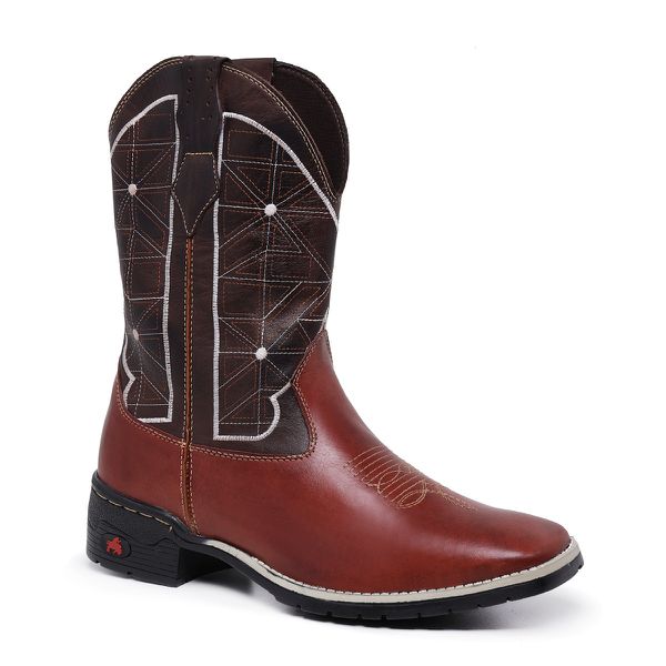 Bota Texana Country Masculina Cano Longo Marrom