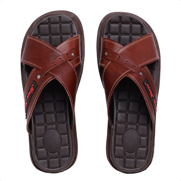 Chinelo Ortopédico Anatômico Anti Stress Masculino Couro