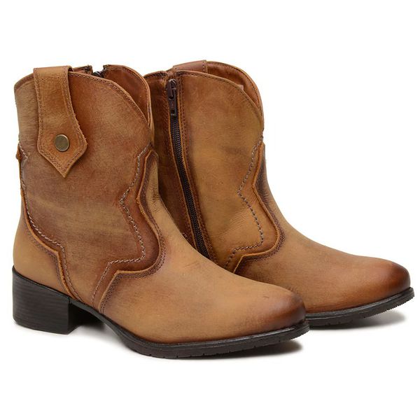 Bota Feminina em Couro Texas Mostarda