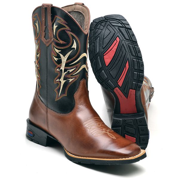 BOTA TEXANA COUNTRY MASCULINA BORDADA REPLICA - LINHA ECO 