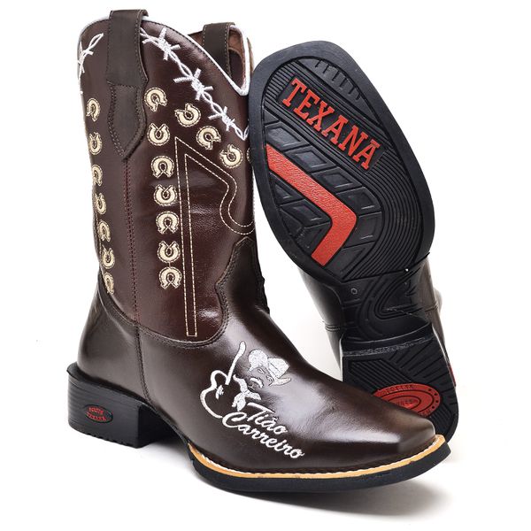 BOTA TEXANA COUNTRY MASCULINA BORDADA - LINHA ECO 