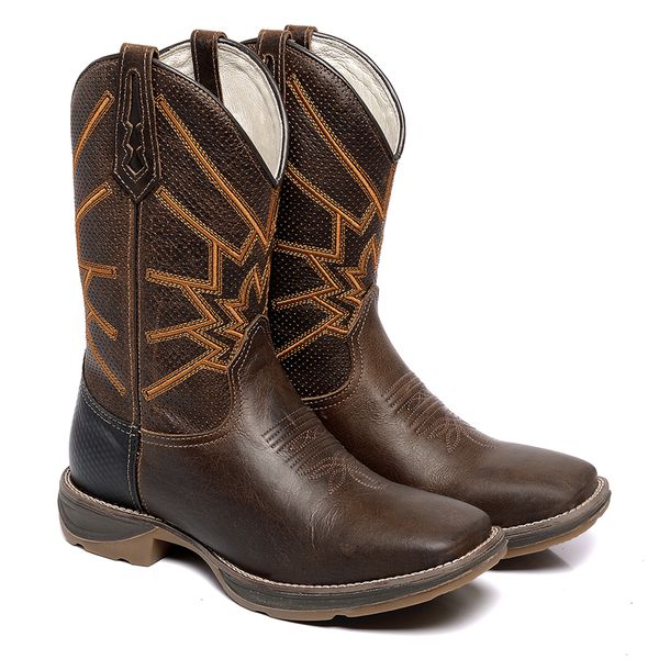 BOTA TEXANA FRANCA BOOTS MASCULINA SOLA JUMP BORDADA B2244 