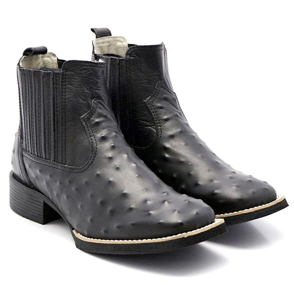 BOTINA BICO QUADRADO REPLICA AVESTRUZ FRANCA BOOTS 