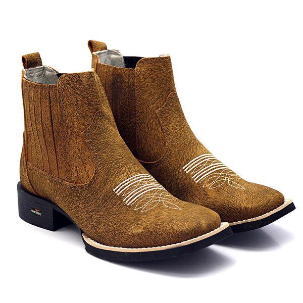 BOTA BOTINA COURO BOVINO ESTAMPA PELO FRANCA BOOTS 