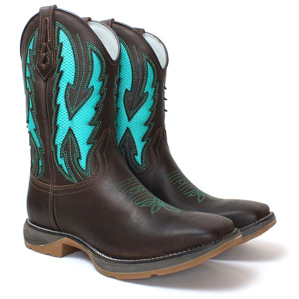 BOTA TEXANA MASCULINA SOLA JUMP RECORTES A LASER VERDE FB FRANCABOOTS