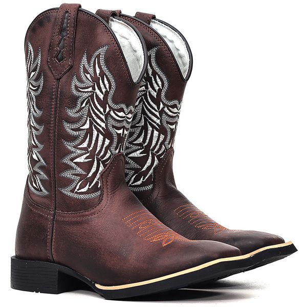 BOTA TEXANA FRANCA BOOTS MASCULINA COURO LEGITIMO BORADADA