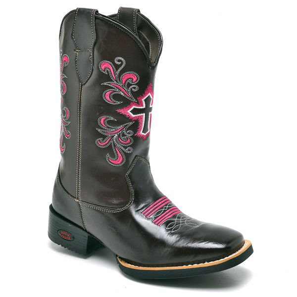 BOTA TEXANA COUNTRY FEMININA BORDADA CRUZ LINHA ECO FRANCABOOTS