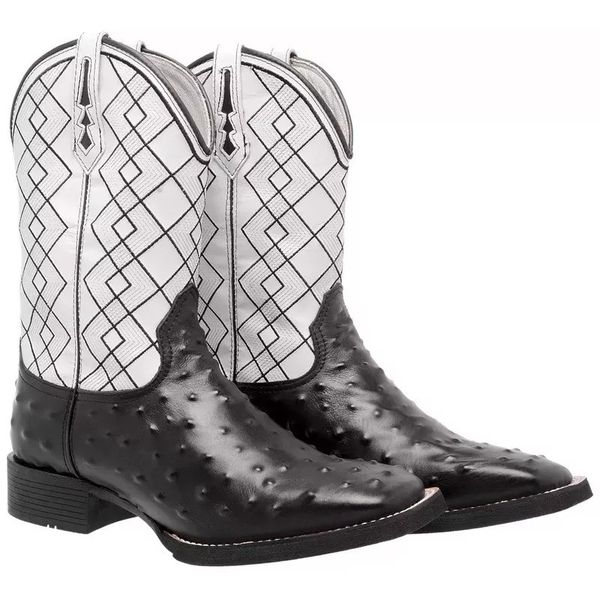 BOTA TEXANA BICO QUADRADO REPLICA AVESTRUZ FRANCA BOOTS 