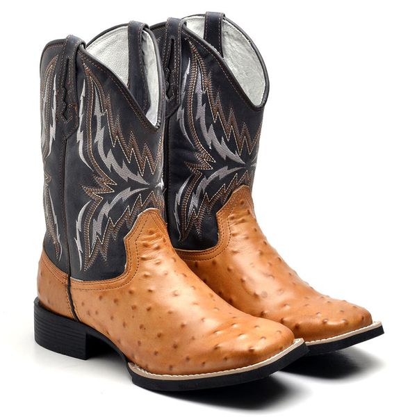 BOTA TEXANA BICO QUADRADO REPLICA AVESTRUZ - FRANCA BOOTS 