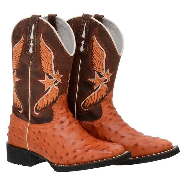 BOTA TEXANA BICO QUADRADO REPLICA AVESTRUZ - FRANCA BOOTS 