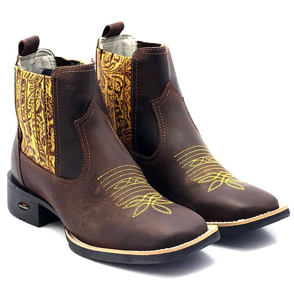 BOTA BOTINA FEMININA BORDADA