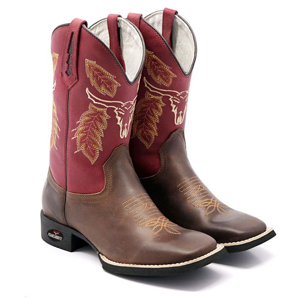 BOTA TEXANA BICO QUADRADO BORDADA BOI FRANCA BOOTS