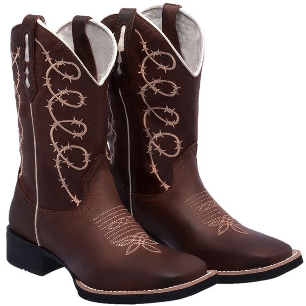 BOTA TEXANA BICO QUADRADO BORDADA ARAME - FRANCA BOOTS 