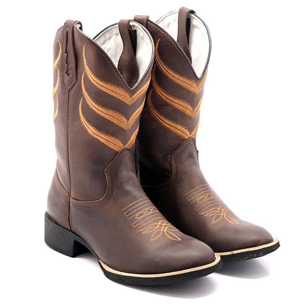 BOTA TEXANA BICO REDONDO EM COURO LEGITIMO - FRANCA BOOTS 