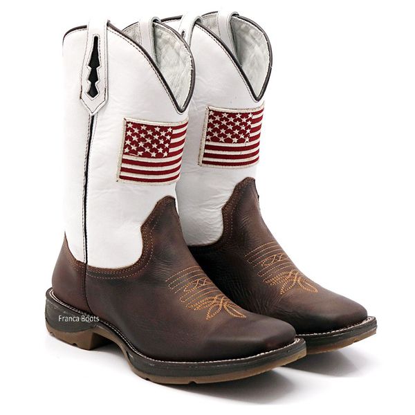 BOTA TEXANA BICO QUADRADO USA COURO LEGITIMO FRANCA BOOTS 