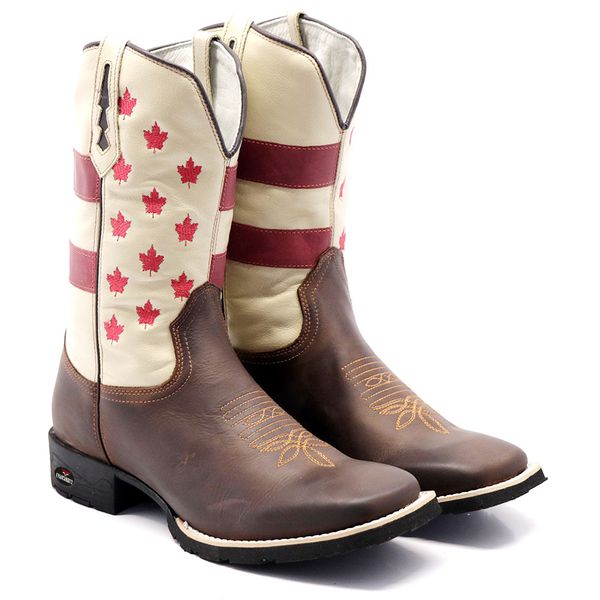 BOTA TEXANA BICO QUADRADO CANADA COURO LEGITIMO - FRANCA BOOTS 