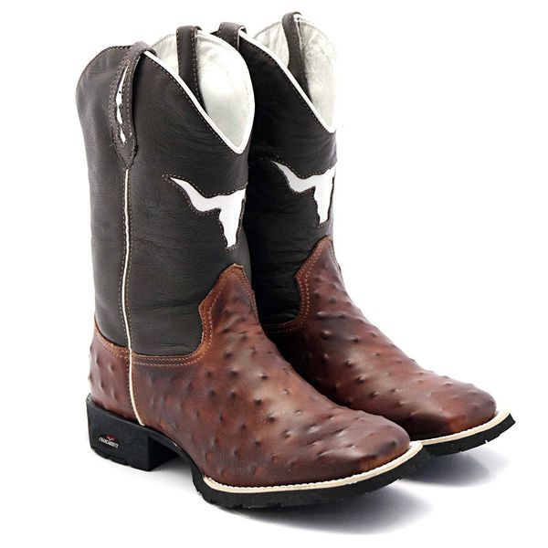 BOTA TEXANA BICO QUADRADO REPLICA AVESTRUZ BOI FRANCA BOOTS 