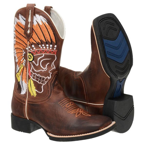 BOTA TEXANA BICO QUADRADO COURO LEGITIMO INDIO