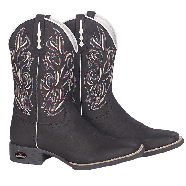 BOTA TEXANA BICO QUADRADO COURO LEGITIMO BORDADA FRANCA BOOTS 