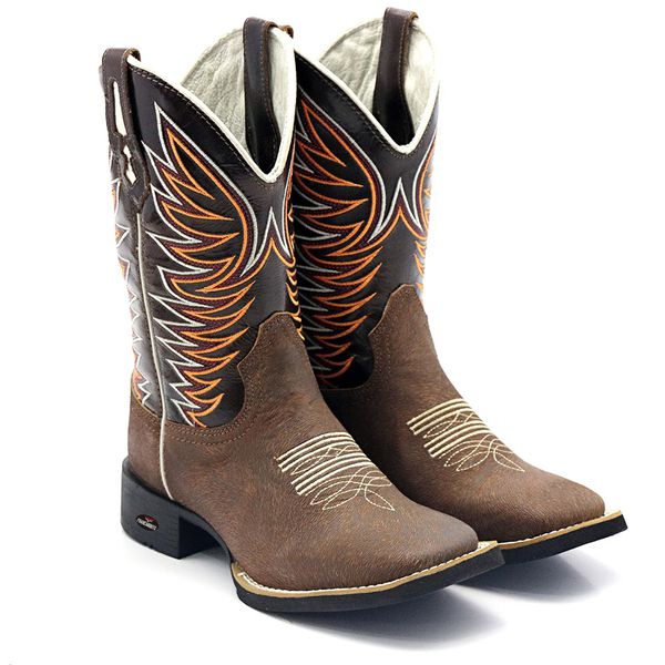 BOTA TEXANA BICO QUADRADO REPLICA PELO LARANJA FRANCA BOOTS 