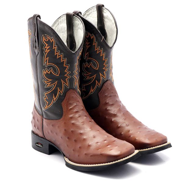 BOTA TEXANA BICO QUADRADO REPLICA AVESTRUZ FRANCA BOOTS 