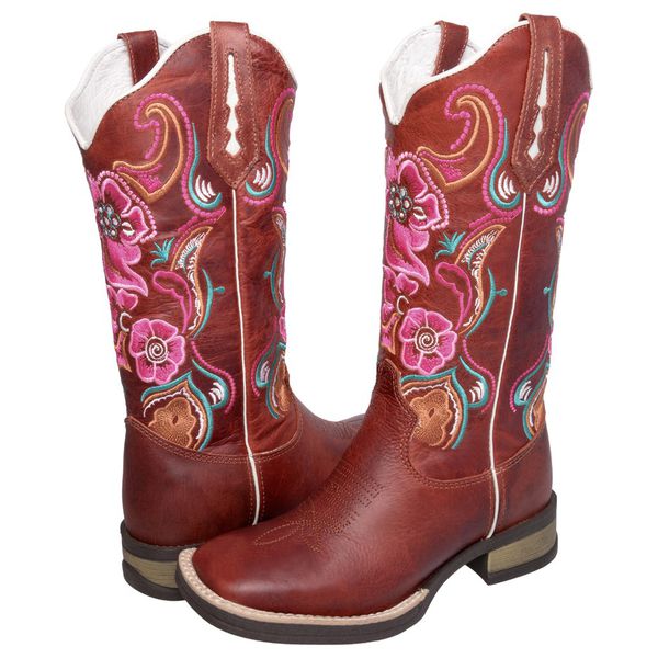 BOTA TEXANA HOPPER FEMININA BORDADA FLORAL- FRANCA BOOTS