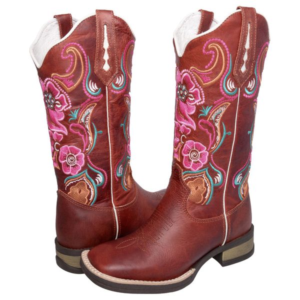 BOTA TEXANA HOPPER FEMININA BORDADA FLORAL- FRANCA BOOTS