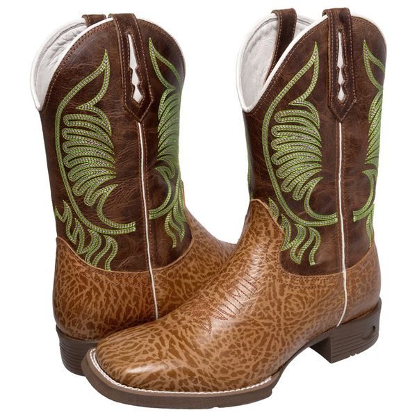 BOTA TEXANA MASCULINA 100% COURO BORDADA