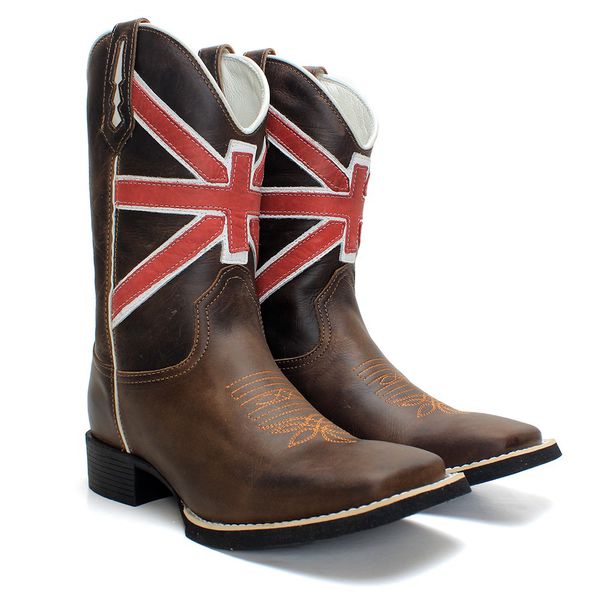 BOTA TEXANA COUNTRY MASCULINA BORDADA BANDEIRA