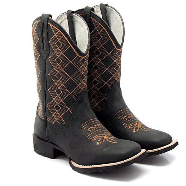 BOTA TEXANA BICO QUADRADO BORDADA FRANCA BOOTS