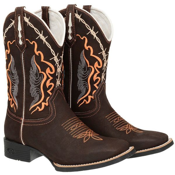 BOTA TEXANA BICO QUADRADO ARAME COURO LEGITIMO