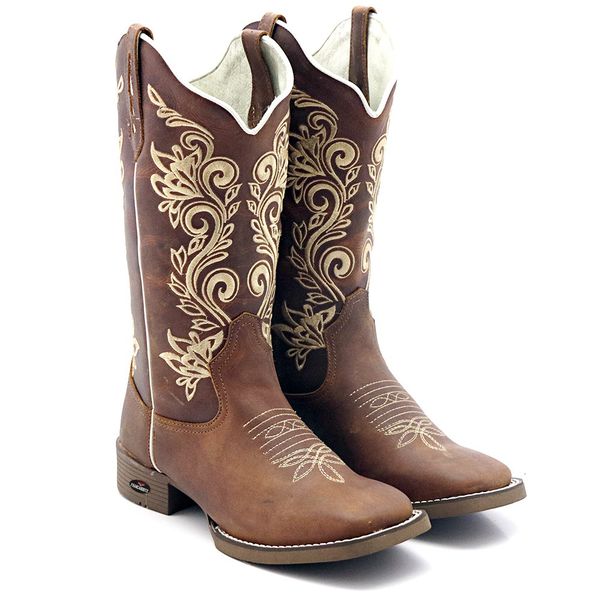 BOTA TEXANA HOPPER FEMININA BICO QUADRADO BORDADA m001