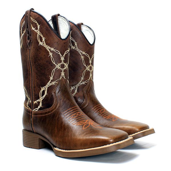 BOTA TEXANA MASCULINA BORDADA ARAME FARPADO