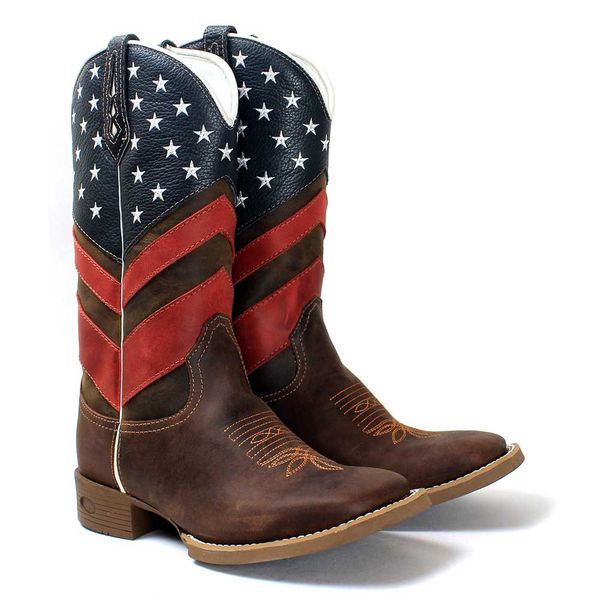 BOTA TEXANA BORDADA CANO ALTO MASCULINA USA FB57