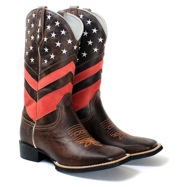 BOTA TEXANA BORDADA CANO ALTO MASCULINA USA FB58