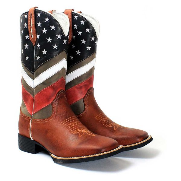 BOTA TEXANA BORDADA CANO ALTO MASCULINA USA FB60