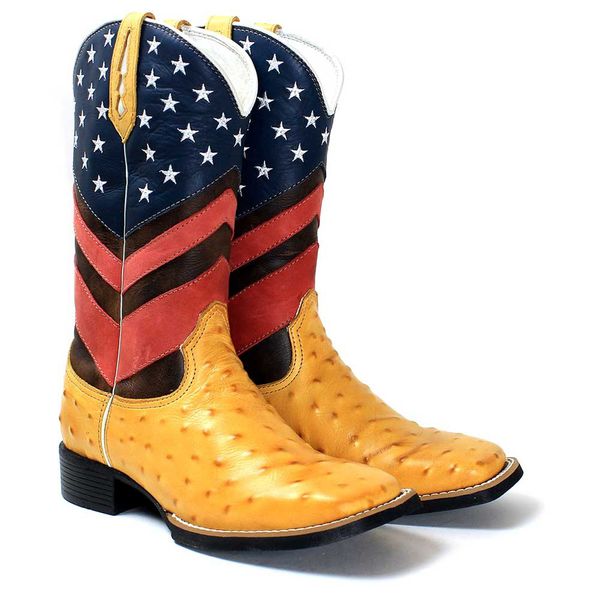 BOTA TEXANA BORDADA CANO ALTO MASCULINA USA FB61