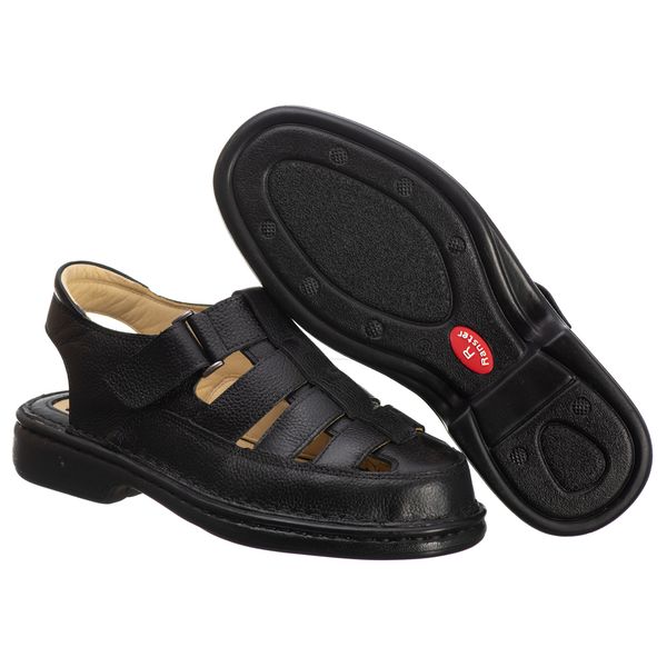 Sandália Comfort Masculino em Couro preto 