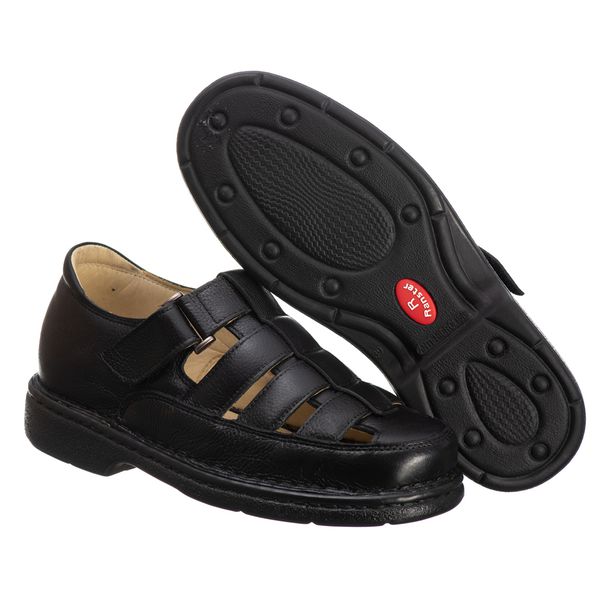 Sandália Comfort Masculino em Couro preto