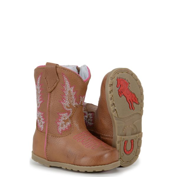 Bota Baby Texana De Couro rosa FRANCABOOTS