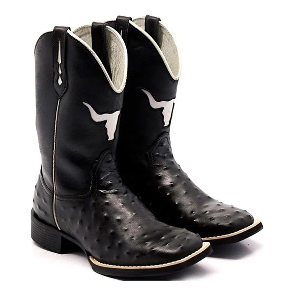 BOTA TEXANA BICO QUADRADO REPLICA AVESTRUZ - FRANCA BOOTS 