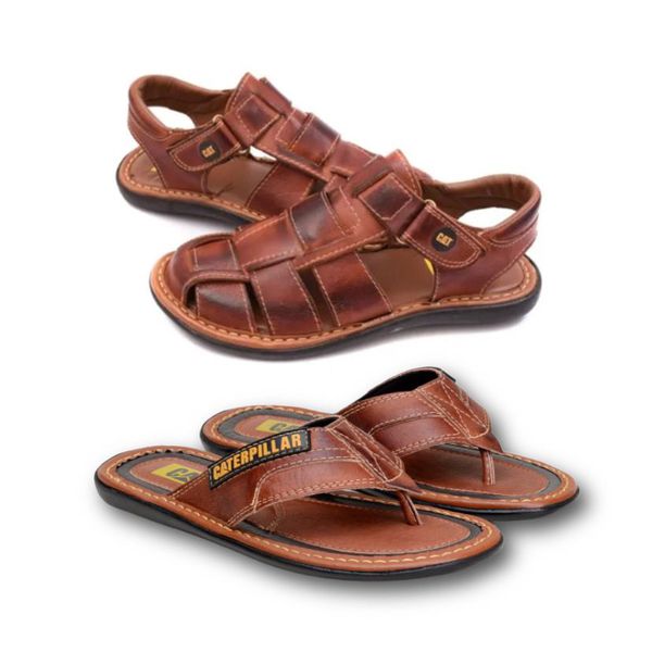 Kit 2 Pares De Sandalias Em Couro Legitimo 